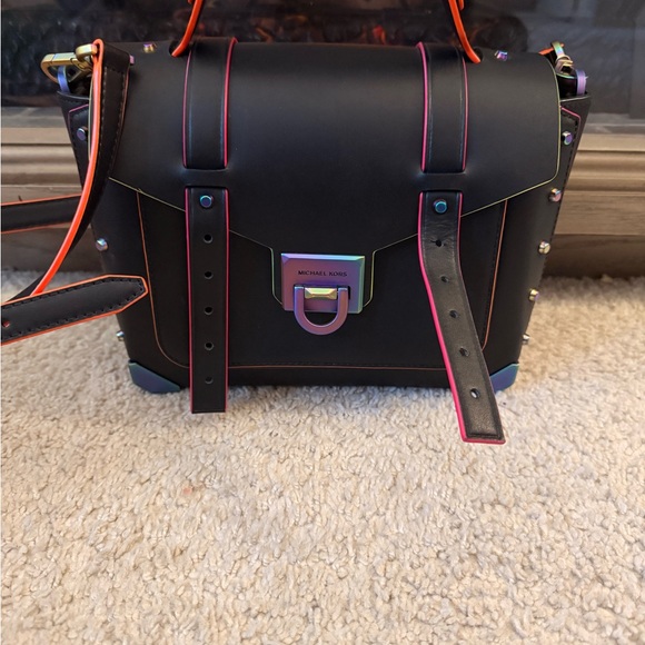 Michael Kors Handbags - Michael Kors Black Satchel with Pink and Orange Accents